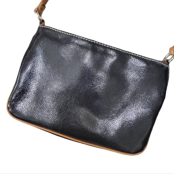 Nine & Co Patent Leather Small Shoulder Bag Black Brown - Picture 2 of 6
